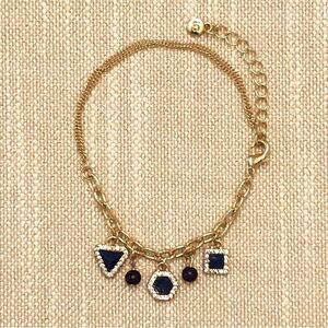Liz Claiborne | Blue and Crystal Charm Bracelet | 7.5” Adjustable
